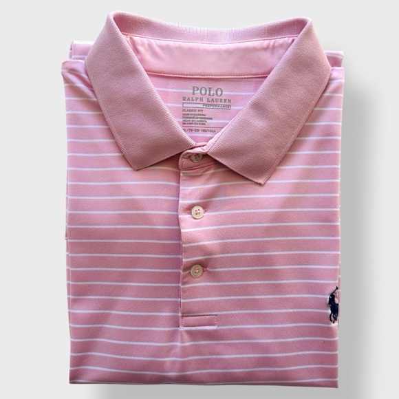 Polo Ralph Lauren Performance Shirt Men’s XL Pink Stripe Short Sleeve Wicking - Picture 11 of 13